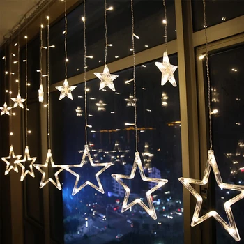 2.5 M 138 led al aire libre de la estrella de la cadena de luces de hadas de Navidad guirnalda led de la cortina de la fiesta en casa de decoración de estrellas de hadas de la luz para la boda