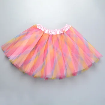 2-7Y Bebé tutu Niñas Faldas arco iris de colores Niño de la Bola del Vestido de la Muchacha de los Niños de la Ropa de la Princesa de tul de la falda de Danza de Ballet de un tamaño / A325