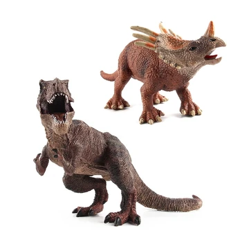 2 piezas de Gran Tamaño Jurásico de Vida Silvestre Tyrannosaurus Rex Dinosaurio de Juguete de Plástico, Juguetes de Brown 31x17x13cm & 33x14x11