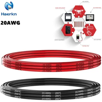 20 Indicador 0.52mm2 de Silicona Electrica Alambre Negro Y Rojo Gancho de Cable de alambre Suave y Flexible de alambre de cobre Estañado de alambre Primario