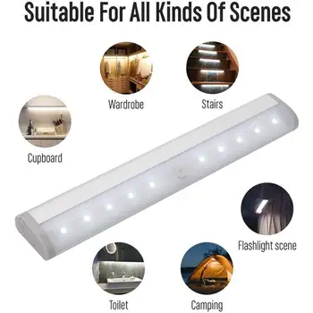 20 Led de PIR LED del Sensor de Movimiento de la Luz Armario Armario Cama de la Lámpara LED con el Gabinete de Luz de la Noche Para el Armario de las Escaleras de la Cocina