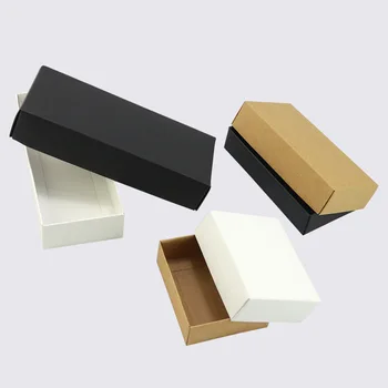 20 pcs Natural Marrón de Embalaje de caja de papel de fácil montaje blanco negro kraft hechas a mano caja de embalaje del regalo