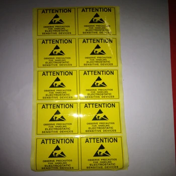 200pcs Etiquetas de Advertencia Atención, Precaución etiquetas Adhesivas de 48 mm*48 mm para Anti Estática Bolsas de Apantallamiento ESD blindaje de la bolsa de