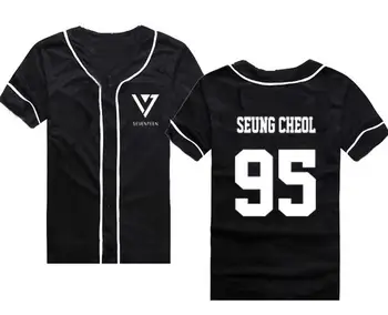 2017 la nueva llegada de verano diecisiete nombre de impresión en negro de manga corta de béisbol camiseta de kpop unisex de moda t-shirt