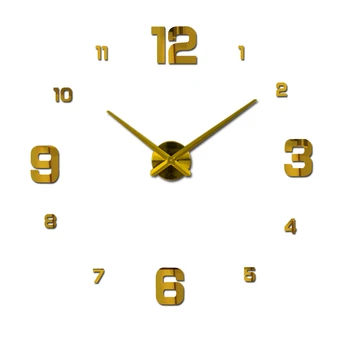 2019 envío gratis real nuevo metal 3d diy de acrílico del espejo de la pared del reloj del reloj de los relojes de la decoración del hogar moderno aguja de cuarzo pegatinas