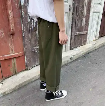 2019 estilo Japonés de los Hombres de la marca de Moda Casual Suelto Amplia Pierna Pantalones de los hombres Blanco/negro/verde de Alta calidad Pantalones M - 2XL