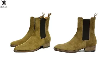2019 FR.LANCELOT de lujo de la marca de impresión de cuero, botines de cuero genuino botas chelsea de impresión de tobillo botas de los hombres de la moda de otoño en las botas