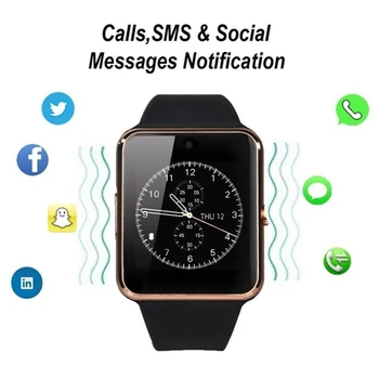 2019 GT08 Reloj Inteligente Bluetooth Además de Par de Metal del Reloj con la Tarjeta Sim de la Ranura de Inserción de Mensajes Para Android IOS Teléfono reloj Inteligente PK S8