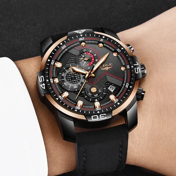 2019 Nueva LIGE Diseño de la Moda de los Relojes de la Marca de Cuero para Hombre del Deporte del Cronógrafo de Cuarzo Reloj Masculino Regalos Reloj Relogio Masculino