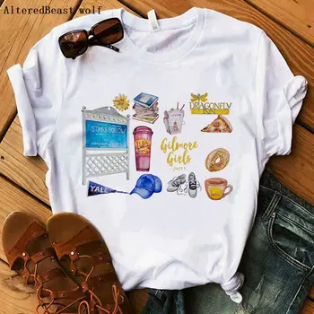 2019 nueva moda de la camiseta de las mujeres de Gilmore Girls impresión DE LUCAS divertida camiseta de mujer harajuku de verano de manga corta de las mujeres vogue tops