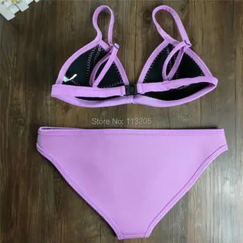 2019 Nuevo Color Rosa Sexy Bikini De Neopreno Conjunto De La Marca De Neopreno Triángulo De Trajes De Baño Hechos A Mano De Malla Traje De Baño Lindo Traje De Baño Brasileño