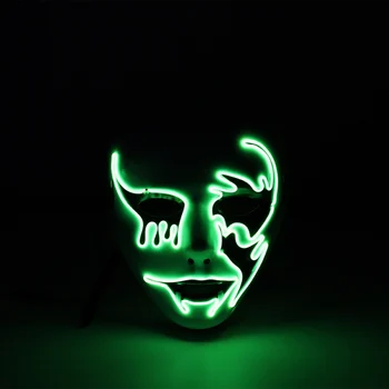 2019 Nuevo Estilo, EL de la Máscara de Fiesta de Halloween Mascarada Máscaras de Disfraces de Neón de la Máscara de la Luz que brilla En La Oscuridad Máscaras de Terror Brillante Enmascarador