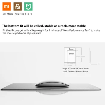 2019 nuevo Xiaomi MI Original de Metal de Aleación de Aluminio de alfombrillas de Ratón Anti-skid Slim Cojín de Ratón de la PC del Ordenador Portátil 300*240*3mm/240*180*3mm