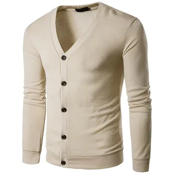 2019 Otoño de los Hombres Suéter de Cuello V Abrigo Masculino Suéter Largo Slim Fit Color Sólido Casual de punto para Hombre Sweatercoat Prendas de punto S-2XL