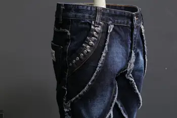 2019 Otoño pantalones Vaqueros de la Personalidad Masculina Auto-cultivo Directamente Bote Pantalones Largos Marea Marca de Jeans Erkek Jean Pantolon