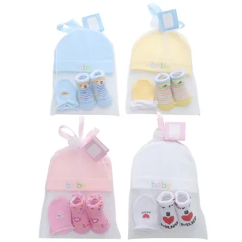 2020 Alta quailty 5 pcs set de calcetines de bebé +guantes +sombrero bebé recién nacido guantes de bebé sombrero de verano