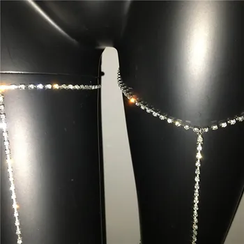 2020 Brillantes de Cristal de la Pierna de la Cadena de Bikini Beach Arnés de Cuerpo Sexy Muslo Cadenas Piernas de la Joyería para las Mujeres del Club de la Barra de Collar de Accesorios