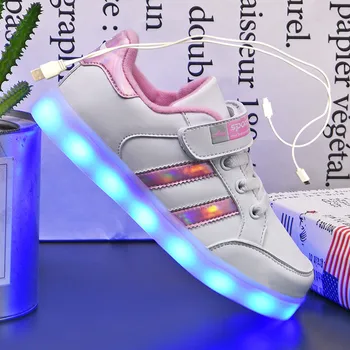 2020 Caliente de Luz de Alta Calidad Zapatos de Led Niños Zapatillas de deporte para Niño niña Iluminado USB recargable niños Luminoso Zapato con 7 colores