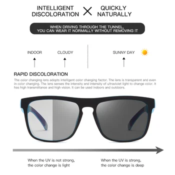 2020 de la Marca Square Fotocromáticas de Gafas de sol de los Hombres Gafas Polarizadas Masculino Cambio de Color de las Gafas de Sol del Conductor Gafas UV400 Oculos