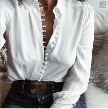 2020 de la Moda Femenina Blusa Camisa de Primavera de Ropa de Mujer en Sólidos Botones de Camisas de Manga Larga Tops de las Señoras OL Camisa Blanca de la Oficina de la Camisa
