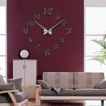 2020 de la Venta Caliente del Reloj de Pared Reloj De Pared de Acrílico del Espejo de los Relojes de Europa Diy 3d Pegatinas de Gran Decorativo Reloj de Cuarzo Sala de estar