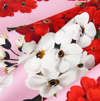 2020 Geranio pintura Digital puro algodón de la tela para el vestido de verano de шитье ткань telas tissu coton tissus tela de costura хлопок stoff