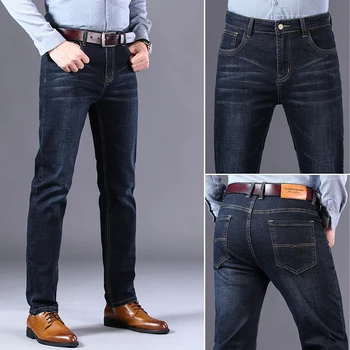 2020 Hombres pantalones Vaqueros de Moda casual de Negocios tramo slim jeans Negro azul negro hombres, jeans para hombres