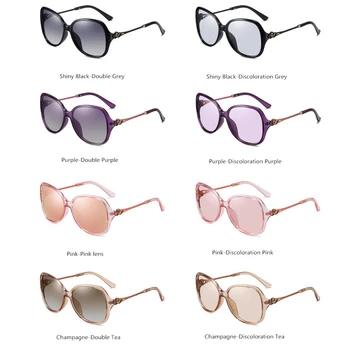 2020 la Nueva Hembra Polarizado Gafas de sol Fotocromáticas ,de gran tamaño de las Mujeres Descolorida Diamante de gafas de sol con TAC Lente S190