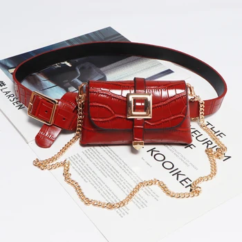 2020 las Mujeres de la Moda de la PU Bolsos de Moda de la Moneda Dinero riñoneras de Cuero de Imitación Cinturón de Cintura Mini Bolsa Desmontable Cadena de la Bolsa de Mensajero