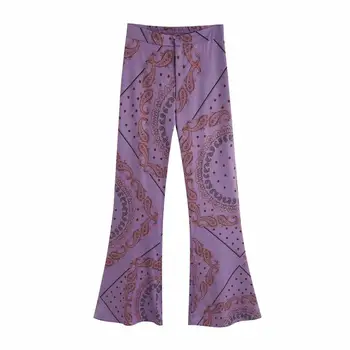 2020 las Nuevas Mujeres de Dos piezas Set Wrap Blusa con estampado Doble botonadura & Acampanados Pantalones de cintura alta de conjunto de la femme chandal mujer