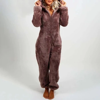 2020 los Nuevos Pijamas Camisón de Invierno para Mujeres ropa de dormir con Mangas Largas, Además de Felpa Gruesa Felpa Mono con Capucha ropa de hogar Pijamas Batas