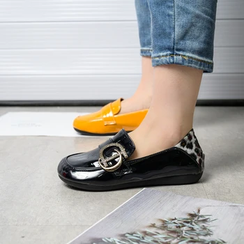 2020 Mujer Mocasines Mujer Zapatos del Barco Suave de Fondo Llamativo Lujo de la Marca de Estilo de Diseño, más el tamaño de cuero de patente shoeswomen zapatos