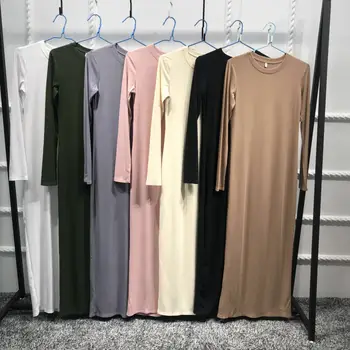 2020 Musulmán Vestir A La Mujer Elástica Interior Maxi Vestidos O Cuello Árabe De Dubai Abaya Fiesta Islámica Caftán Túnica Musulmane Marroquí Kafta