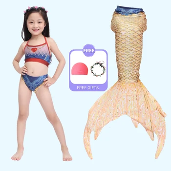 2020 Niñas Colas de sirenas Nadando Vestido de Traje de Cosplay de los Niños Ropa de Playa Sirena Traje de baño para los Niños donde se puede Nadar en el Vestuario