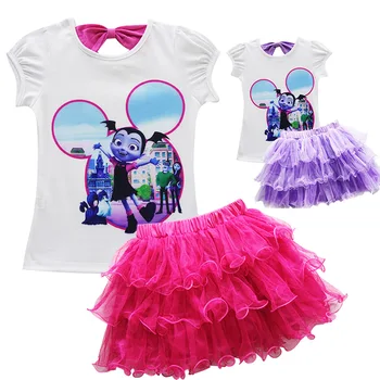 2020 niños Trolls 2 T Shirt+juegos de vestir para Bebé Niños de Malla de la Princesa Vestido de la Ropa de la Fiesta de Cumpleaños de Regalo Traje de Niño de las Niñas Conjuntos de