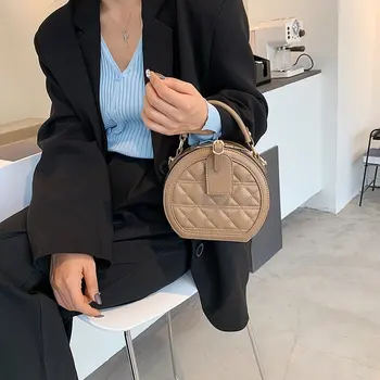 2020 nueva tendencia de diamante redonda silla señora de bolso bolsa de mensajero de cuero de la PU de diseño de moda bolsa de hombro mujeres bolso de mano negro