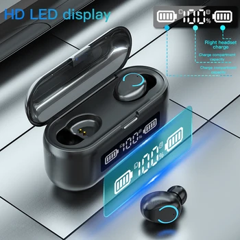 2020 Nuevas F9 TWS Bluetooth 5.1 Auriculares Auriculares Inalámbricos de 2000mAh de la Pantalla LED de los Deportes de la prenda Impermeable Auriculares 9D Auriculares Estéreo
