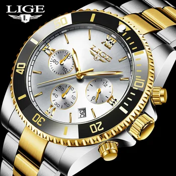 2020 Nuevas LIGE Relojes para Hombre de la Marca Superior de Negocios de Lujo Cronógrafo Impermeable de Moda Masculina de Acero Inoxidable Reloj de Deporte Para los Hombres+Caja