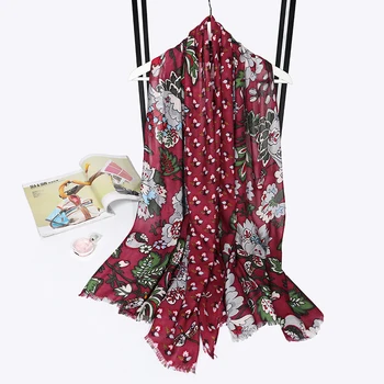 2020 Nuevo diseño de la marca de las mujeres de la bufanda de la impresión de loto, flor de algodón de la primavera caliente del invierno bufandas hijabs señora pashmina pañuelo foulard
