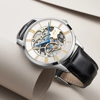 2020 Nuevo Esqueleto Reloj de los Hombres de la Marca Suiza de CARNAVAL de la Moda del Reloj Automático de Zafiro, Movimiento Japonés de 30m Impermeable Correa de Cuero