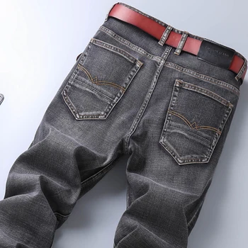 2020 Nuevo Estilo Clásico de los Hombres de Gris, Jeans Negocio de la Moda Suave Estiramiento del Dril de algodón Pantalones Masculinos de la Marca Fit Pantalones Negro Azul