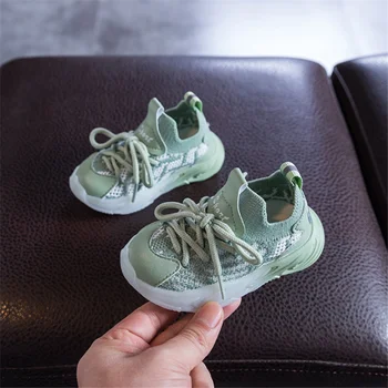 2020 Otoño Nuevos Zapatos De Bebé Niño Niña Niño Calzado Transpirable Tejido De Punto Bebé Zapatillas De Deporte Suave Cómodo Niño Zapatos De Bebé