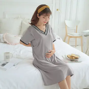 2020 Verano De Impresión De Maternidad De Enfermería Vestido Más El Tamaño De Las Mujeres Embarazadas Lactancia Ropa De Dormir Embarazo Camisón Ropa De Hospital