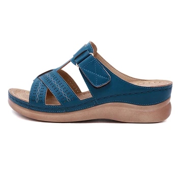 2020 Verano de las Mujeres de la Prima Ortopédico Dedo del pie Abierto Sandalias Vintage antideslizante Transpirable de Cuero Casual Femenina de la Plataforma Retro Zapatos