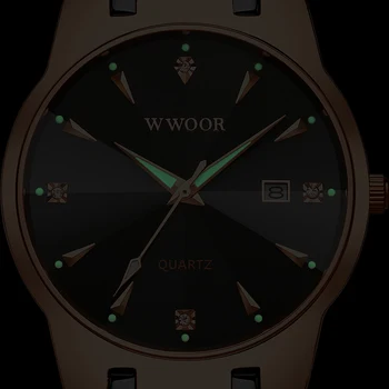 2020 WWOOR Relojes de Diamantes para Hombre de la Marca Superior de Lujo de Oro Negro Fecha Reloj de Cuarzo Para los Hombres de la Moda Vestido de Relojes de Pulsera relojes hombre