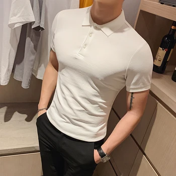 2020new de Alta Calidad Slim Fit Camisa de Polo de los Hombres de Manga Corta Casual Transpirable Polo Ropa de los Hombres de la Moda de la Camisa de Polo Polo de Tejido de punto