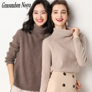 2020new suéter de las mujeres de jersey de las mujeres de cuello alto de Cachemira suéter Delgado de moda suéter de punto ropa de invierno de las mujeres suéteres