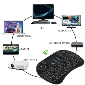2021 7 Nuevas de Color Retroiluminada i8 Teclado Inalámbrico de 2.4 GHz Touchpad Fly Air Mouse de PC TV Android TV Box PS3 inglés
