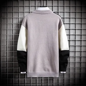 2021 hombres de la temporada de otoño de cuello redondo de color bloque de suéter de la juventud pullover casual