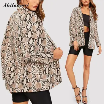 2021 Moda Mujer Chaquetas Señoras Abrigo de piel de Serpiente de Impresión de la Moda Blazer de Leopardo, Chaqueta de Mujer Otoño Invierno de la Calle Blazers 3xl 4xl